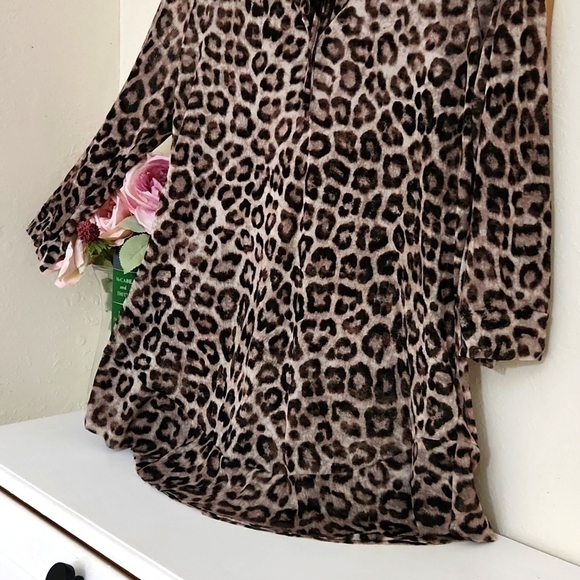 Chicos Leopard print sheer Top Tunic waterfall hem Career Contemporary - Picture 8 of 12
